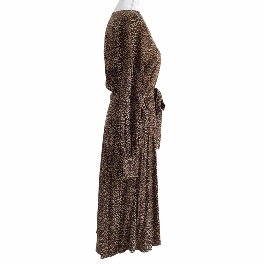 SCOTCH & SODA MAISON SCOTCH LEOPARD LONG SLEEVE BELTED MIDI DRESS - XS - Picture 3 of 9
